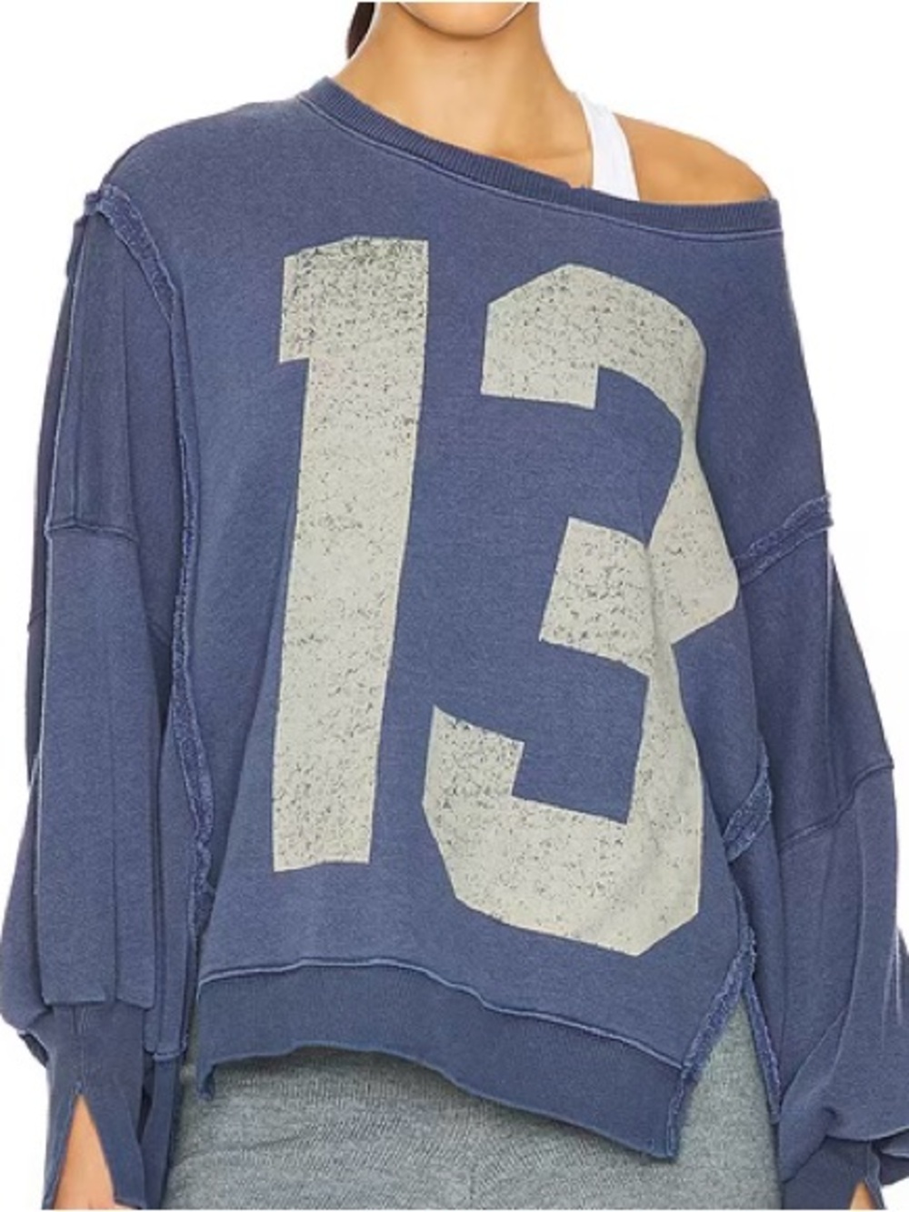 Free People SOLD OUT Camden Graphic Sweatshirt in Navy Combo 13